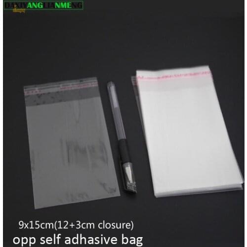 300pcs Clear Resealable BOPP/Poly/ Cellophane Bags 9x15cm(12+3) Transparent OPP gift bags Plastic storage bag Self Adhesive Seal