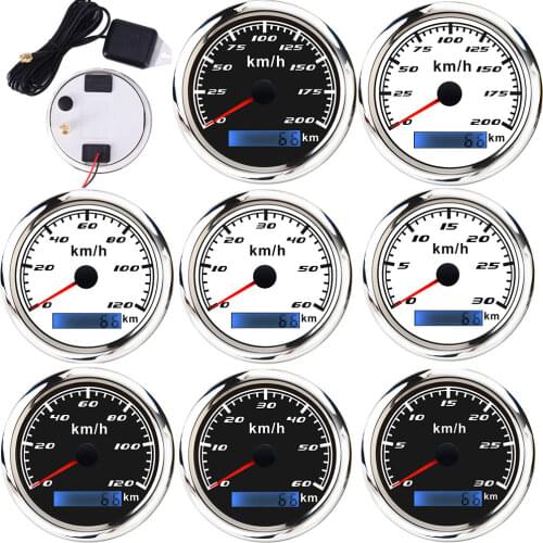 85mm Car Boat GPS Speedometer + GPS Antenna Odometer 0-200 km/h 12V/24V with Backlight for Motorcycle Yacht Vessel Vehicle