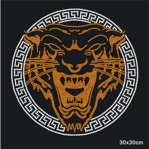Rhinestone Stickers Clothing Motif Rhinestones Tiger Hotfix Rhinestones Designs 10Pieces/lot Iron-On Transfers For Clothing