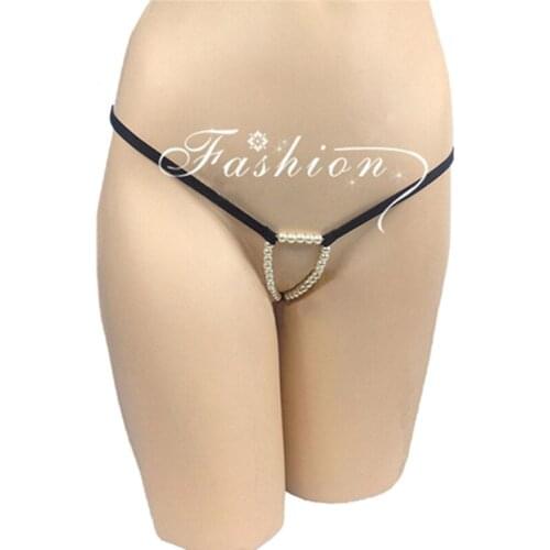 Womens Massage Beads Pearls Panties Open Crotch Mini Micro Thongs G-strings Erotic Lingerie Underwear T-bak Plus Size Gifts