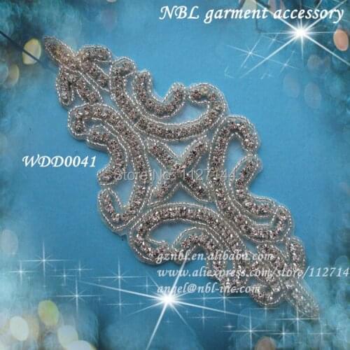 Crystal bridal beaded rhinestone applique patch for wedding evening dress WDD0041