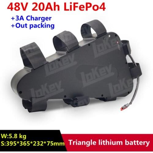 Electric Bicycle Battery 48V 20Ah 52V 20Ah Triangle eBike Batteries 48V 1800W 52V 1500W 1000W For Mountain Bike Motor+3A Charger