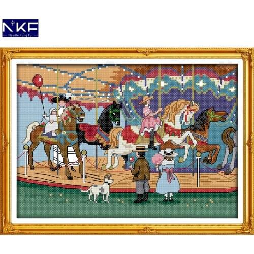 NKF Swing Stamped Cross Stitch DIY Kits Needlework Embroidery Set Chinese Cross Stitch for Home Decor