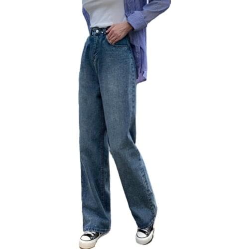 Plus Size Jeans For Women 4xl Streetwear Vintage Wide-legged Jeans High Straight Loose Waist Spring Denim Pants