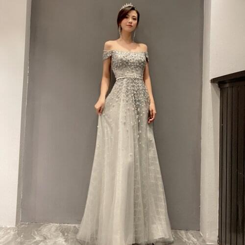 Celebrity sexy A-line Beaded wedding evening dress 2021 New style cocktail party Formal Womens dress