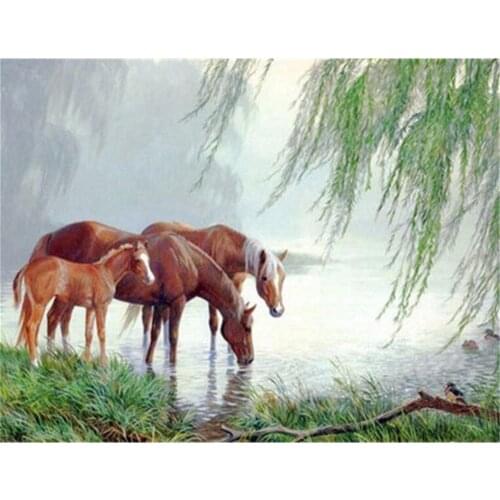 Animal Horse DIY Embroidery Cross Stitch 11CT Kits Needlework Craft Set Printed Canvas Cotton Thread Home Dropshipping