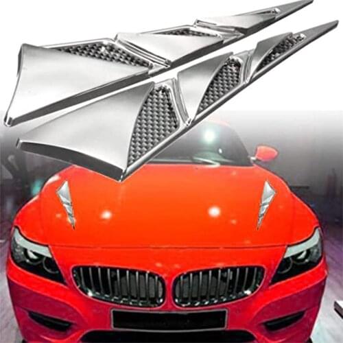 1 Pair Car Exterior Decoration Car Hood Stickers Black Plating Universal Side Air Intake Flow Vent Cover Decorative Car-styling