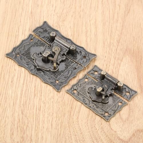 1pc Antique Bronze Box Latch Zinc Alloy Clasps Decor Buckle w/screws Jewelry Wooden Gift Vintage Box Hasp Hook Old Chinese Style