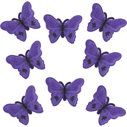 10Pcs Purple Butterfly Patches for Clothing Iron On Or Sew Fabric Sticker For Clothes Badge Patch Embroidered Appliques DIY