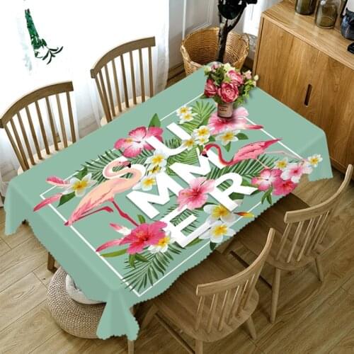 3D Natural Scenery Flamingo Tropic Tablecloth Dustproof Thicken Cotton Rectangular/Round Table Cloth for Wedding Picnic Party
