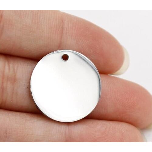 5Pcs/Lot Size 10mm 15mm 20mm Mirror Polish Stainless Steel Charms Round Stamping Blanks Charms For DIY Making Jewelry Necklace