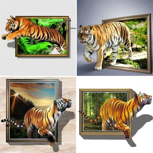 DIY 5D Diamond Painting Tiger Cross Stitch Kit Full Drill Embroidery Mosaic Animal Art Picture With Rhinestones Gift Home Decor