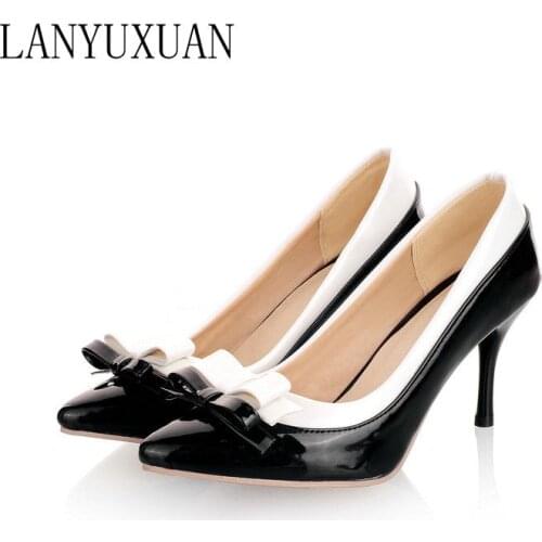 Plus Big Size 34-45 Shoes Woman 2017 New Arrival Wedding Ladies High Heel Fashion Sweet Dress Pointed Toe Women Pumps A-8