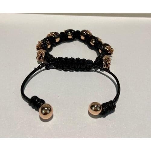 Brand Copper Black Rope Chain Skull Fashion Praty Jewelry Big Cuff Bracelet Vintage Design