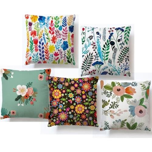 Decorative Throw Pillow Case Cover Plain Floral Plant Cushion Cover For Sofa Home Car Capa De Almofadas 45x45cm