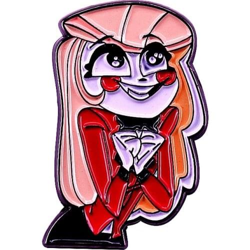 HOSENG Beautiful Girl Fantasy Comedy Animation Pink Badge Fashion Cloth Lapel Enamel Jewelry Pin HS_381