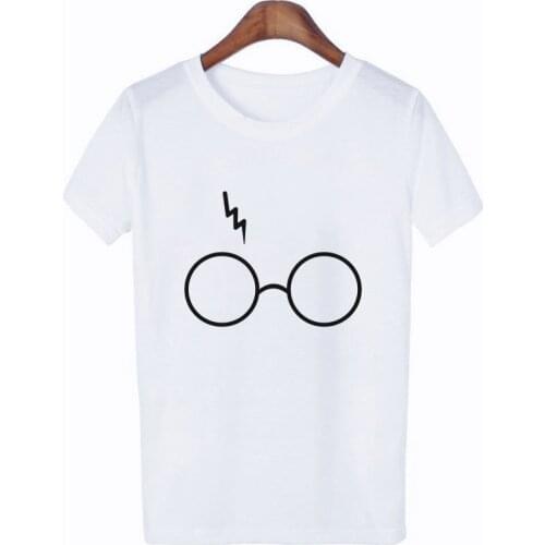 T-shirt Glasses Printing Casual Fashion Multi-color Female T-shirt Round Neck Short-sleeved T-shirt Female Fashion Rm