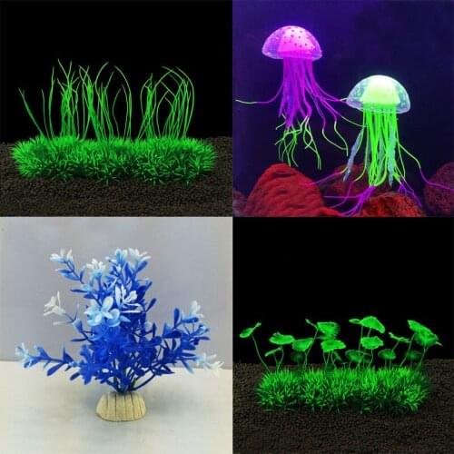 Hot Sale Aquarium Landscape Ornament Eco Friendly Silicone Artificial Glowing Moon Jellyfish DIY Plants Water Grass Decoration