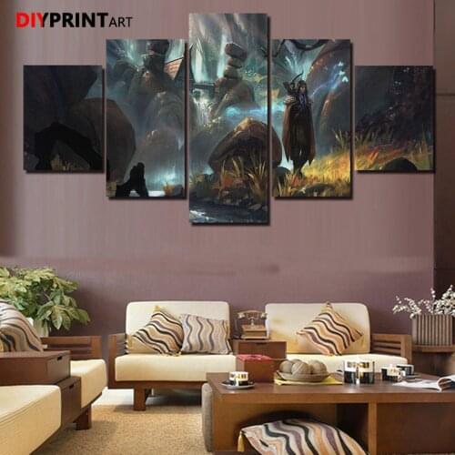 Wow Night Elf 5 Pcs/set Wall Art Painting Game Poster Wall Decor Paintings for Living Room Home Decoration