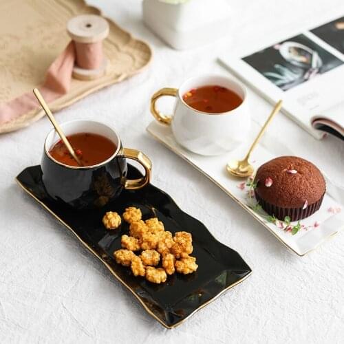 3pcs/set Ceramic Creative Phnom Penh Coffee Cup with Dessert Tray and Spoon Set Afternoon Tea Cup Snack Cake Tray Set Drinkware