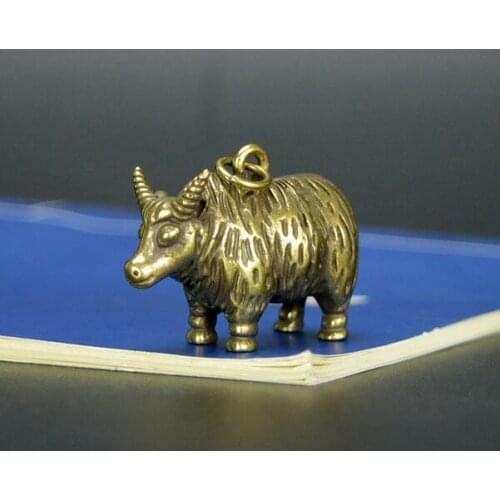 Chinese Old Collectibles Pure brass Zodiac cattle sheep small pendant