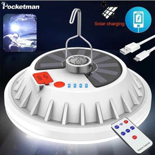280W Rechargeable LED Bulb Lamp Remote Control Solar Charge Lantern Portable Emergency Night Market Light Outdoor Camping Home