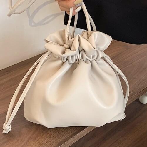 Small White Womens Bag Solid Color Pleated Shoulder Bags Ladies Luxury Soft Leather Crossbody Bags Simple Designer Handbags Sac