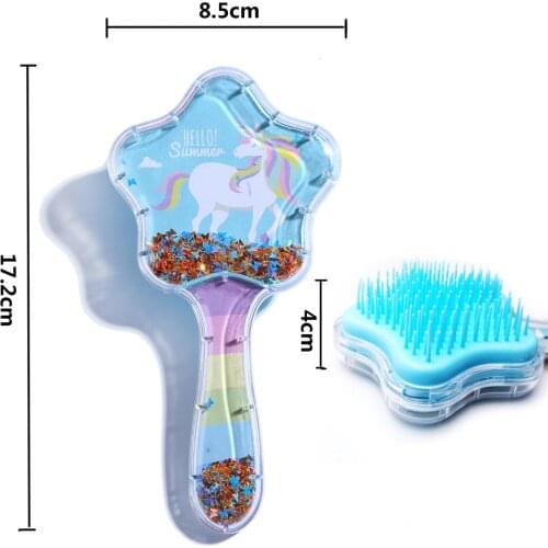 Cute Kids Comb Anti-Static For Baby Girls Massage Scalp Hair Accessories Portable Durable Plastic Brush With Mirro Sequins 3D