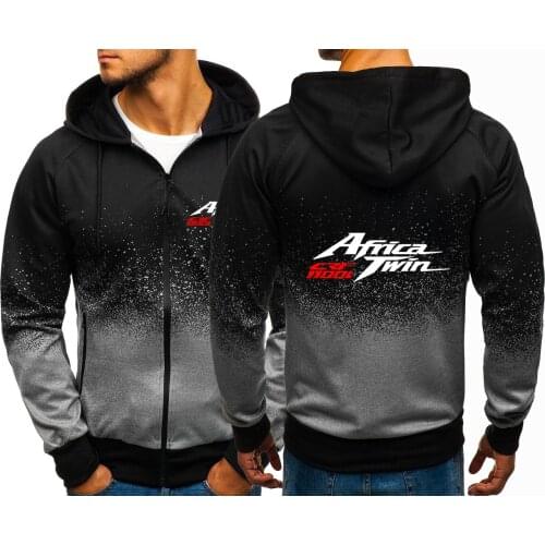 Mens New Africa Twin Crf 1000 L Crf1000 Print Hoodies Zipper jackets Comfortable Motorcycle Casual Gradient Color Coats