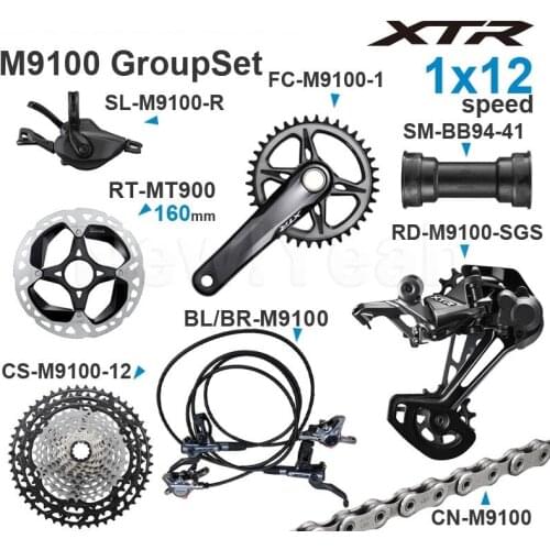 SHIMANO XTR M9100 1x12v Groupset MTB Bike 12 Speed Shifter Rear SGS Cassette Crankset Bottom Bracket Chain brakes All Original