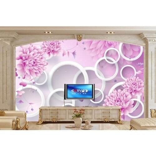 3D mural papel de parede,Purple romantic flower mural,restaurant living room study sofa TV wall bedroom 3d purple wallpaper