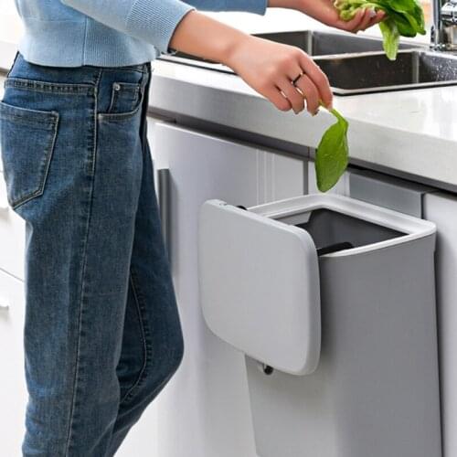 7L / 9L Wall Mounted Trash Can Bin With Lid Waste Bin Kitchen Cabinet Door Hanging Trash Bin Garbage Car Recycle Dustbin Rubbish
