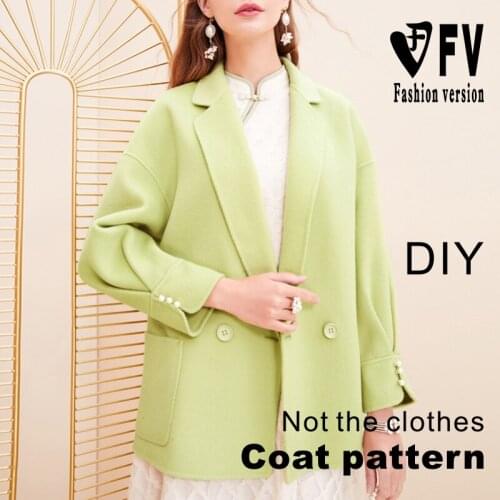 Clothing DIY pattern womens double-sided woolen coat coat cutting drawings 1:1 pattern shop BWT-119