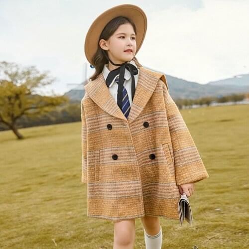 Girl Coat Kids Woolen Cloth 2021 Princess Plus Velvet Thicken Warm Winter Autumn Kids Cardigan Cotton Outwear Childrens Clothin