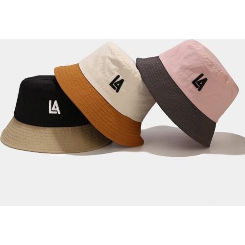 New Color Matching Trendy Bucket Hat Letters Sunscreen Womens Panama Couple Fisherman Hat Summer Leisure Sun Protection Cap