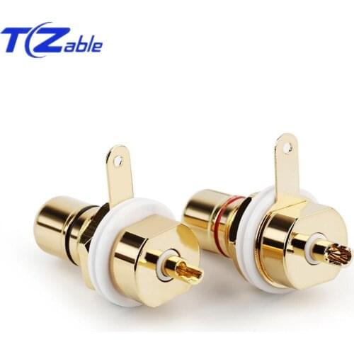 RCA Female Connector Plug Gold-plated Audio Jack Ring Nut White Solder Cup Headphones Audio Cable Audio And Video Connector