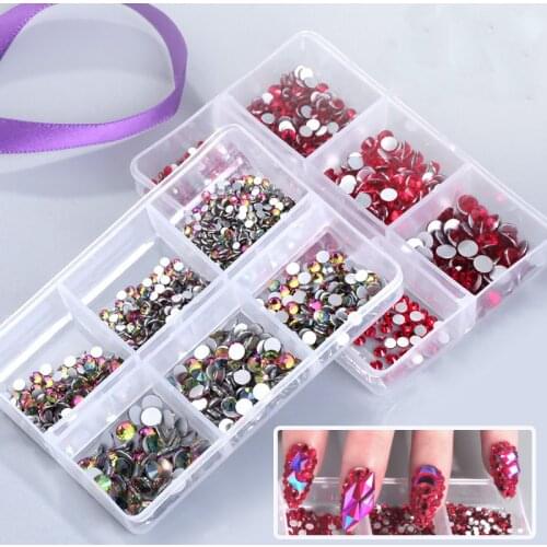 1000pcs Colorful Flatback Shiny Crystals AB Rhinestones SS6/SS8/SS10/SS12/SS16/SS20 Non-Hotfix Bulk Crystals For Nail Gems