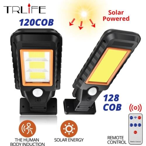 Upgraded Remote Control Powerful COB Solar Light PIR Motion Sensor IP65 Outdoor Solar Wall Street Light Waterproof Lamp