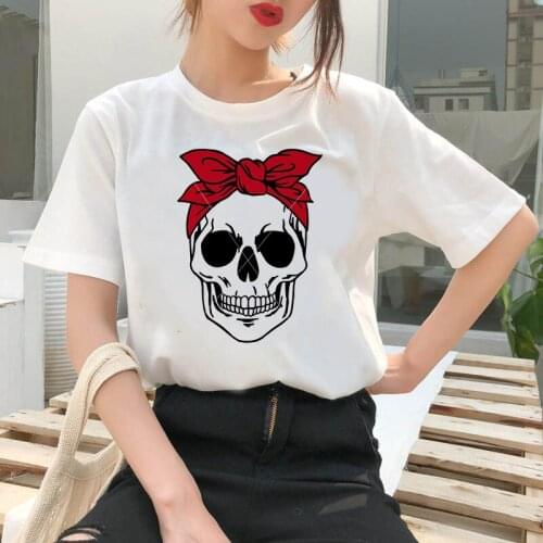Women Harajuku Sunflower Bandana Printed Mom T shirt Summer Camo Skull T-shirt Mama Funny Short Sleeve Tshirt Female Clothes