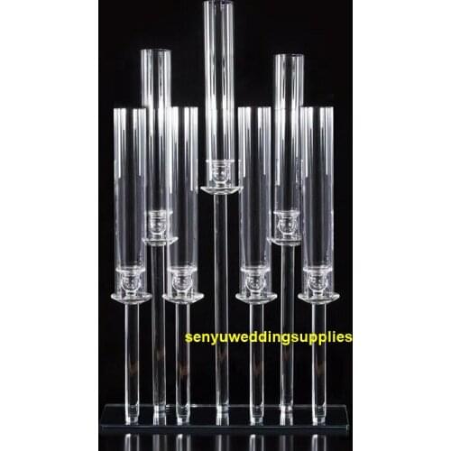 5pcs)60cm bulk tall acrylic candlestick holders 8 lights crystal candle holder porta vela senyu2327