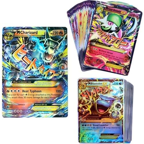 100pcs Pokemon MEGA EX Cards Box TAKARATOMY Children Playing Games Battle Trading collect Shining Card Best Selling Kid Gift Toy