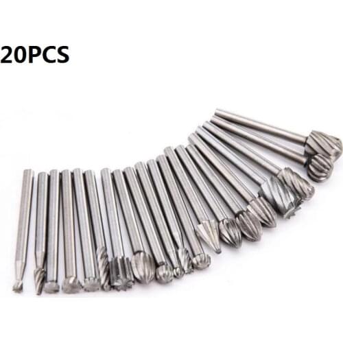 20pcs/Set 3mm Wood Drill Bit Nozzles for Dremel Attachments HSS Stainless Steel Wood Carving Tools Set Woodworking