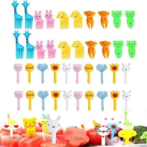 20Pcs Food Fruit Fork Picks for Kids Cute Animals Bento Box Decor Forks Cake Dessert Forks Mini Cartoon Toothpick Party supply