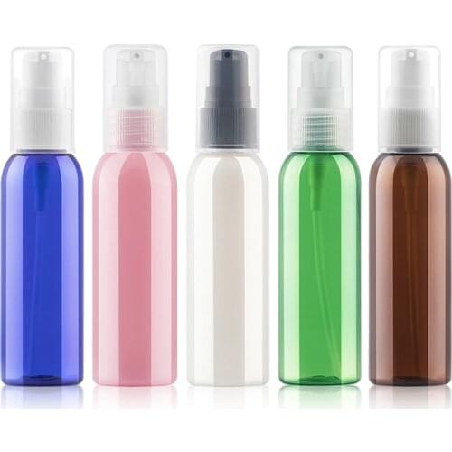 60ML 48pcs Blue Green Pink Brown Clear Fashion Makeup Refillable Bottles Empty Cream Lotion Pump Bottle Travel Container