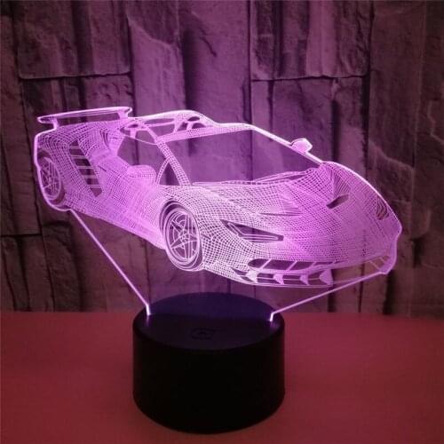 Cool Car Acrylic 7 Color Change Night Light Baby Touch Switch Colored lights LED USB Desk lamp Atmosphere lamp 3D Hologram Lamp