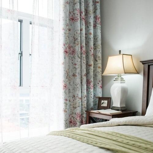 Watercolor Curtains for Living Room Fabric Popular In Modern Simple One-sided Glazed Cloth Printed Finished Curtain for Bedroom