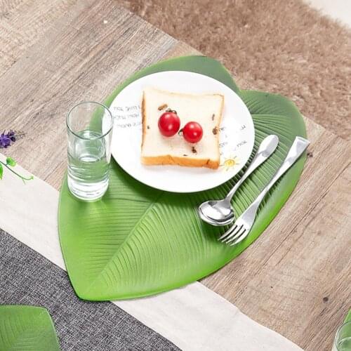 Elastic Place Mat Placemats Bright-colored EVA Creative Leaf Shape Dinner Mat Heat Resistant Hot Insulation Anti-Skidding Pad