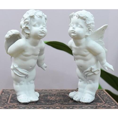 European Kissing Cupid Angel Resin Sculpture Home Livingroom Desktop Accessories Craft Cabinet Store Statue Ornaments Decoration