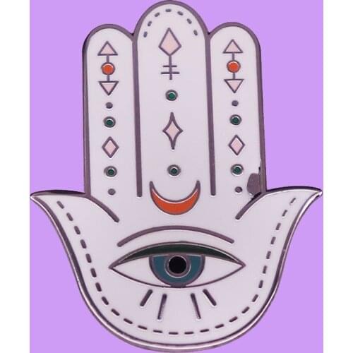 Eye Hamsa Hand Spiritual Yoga Meditation Enamel Brooch Pin Backpack Hat Bag Lapel Pins Badges Fashion Jewelry Accessories