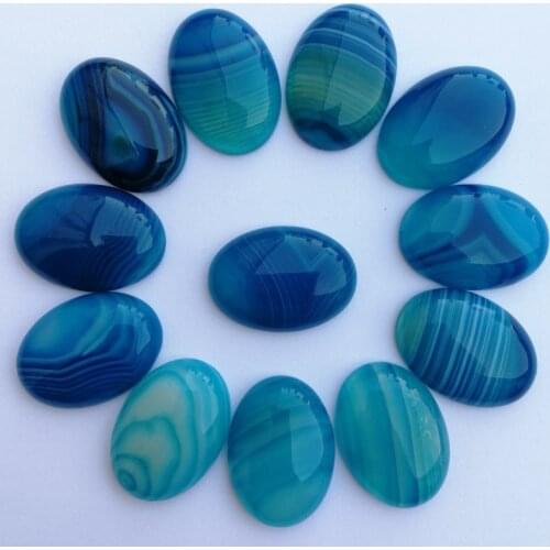 Natural stone beads blue onyx Striped carnelian for jewelry making 25X18MM cab cabochon charm fashion accessories 12Pc/lot